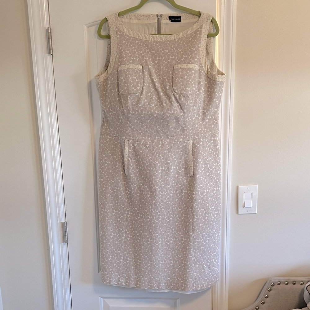 RENA LANGE Cream Patterned Midi Dress